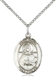 [8396SS/18SS] Sterling Silver Saint Daria Pendant on a 18 inch Sterling Silver Light Curb chain