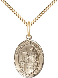 [8392GF/18G] 14kt Gold Filled Saint Jacob of Nisibis Pendant on a 18 inch Gold Plate Light Curb chain