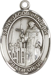 [8392SS] Sterling Silver Saint Jacob of Nisibis Medal