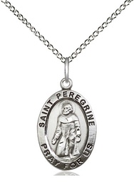 [3986SS/18SS] Sterling Silver Saint Peregrine Pendant on a 18 inch Sterling Silver Light Curb chain