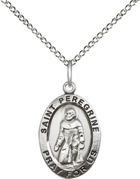 [3986SS/18SS] Sterling Silver Saint Peregrine Pendant on a 18 inch Sterling Silver Light Curb chain