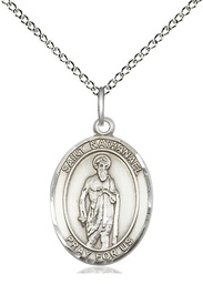 [8398SS/18SS] Sterling Silver Saint Nathanael Pendant on a 18 inch Sterling Silver Light Curb chain