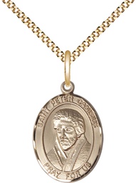 [8393GF/18G] 14kt Gold Filled Saint Peter Canisius Pendant on a 18 inch Gold Plate Light Curb chain