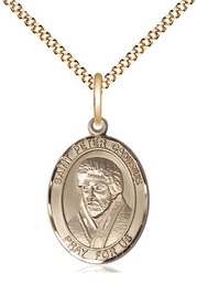 [8393GF/18G] 14kt Gold Filled Saint Peter Canisius Pendant on a 18 inch Gold Plate Light Curb chain