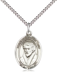 [8393SS/18S] Sterling Silver Saint Peter Canisius Pendant on a 18 inch Light Rhodium Light Curb chain