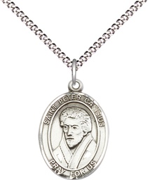 [8393SS/18S] Sterling Silver Saint Peter Canisius Pendant on a 18 inch Light Rhodium Light Curb chain