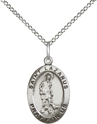 [3990SS/18SS] Sterling Silver Saint Lazarus Pendant on a 18 inch Sterling Silver Light Curb chain