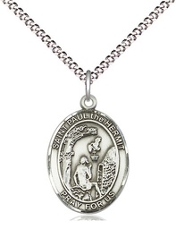 [8394SS/18S] Sterling Silver Paul the Hermit Pendant on a 18 inch Light Rhodium Light Curb chain
