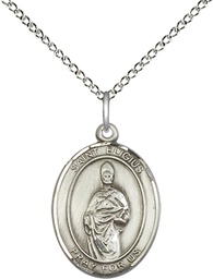 [8402SS/18SS] Sterling Silver Saint Eligius Pendant on a 18 inch Sterling Silver Light Curb chain