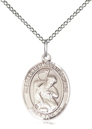 [8403SS/18SS] Sterling Silver Blessed Herman the Cripple Pendant on a 18 inch Sterling Silver Light Curb chain