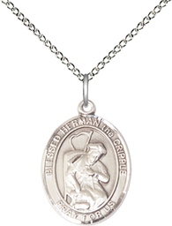 [8403SS/18SS] Sterling Silver Blessed Herman the Cripple Pendant on a 18 inch Sterling Silver Light Curb chain