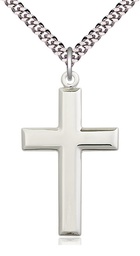 [2192SS/24S] Sterling Silver Cross Pendant on a 24 inch Light Rhodium Heavy Curb chain