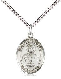 [8397SS/18S] Sterling Silver Saint Peter Chanel Pendant on a 18 inch Light Rhodium Light Curb chain