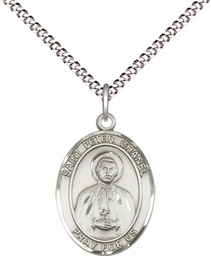 [8397SS/18S] Sterling Silver Saint Peter Chanel Pendant on a 18 inch Light Rhodium Light Curb chain