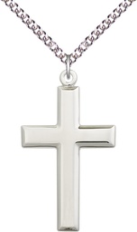 [2192SS/24SS] Sterling Silver Cross Pendant on a 24 inch Sterling Silver Heavy Curb chain