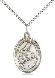 [8407SS/18SS] Sterling Silver Saint Margaret of Scotland Pendant on a 18 inch Sterling Silver Light Curb chain