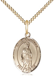 [8398GF/18G] 14kt Gold Filled Saint Nathanael Pendant on a 18 inch Gold Plate Light Curb chain
