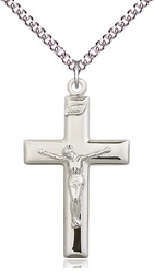 [2193SS/24SS] Sterling Silver Crucifix Pendant on a 24 inch Sterling Silver Heavy Curb chain