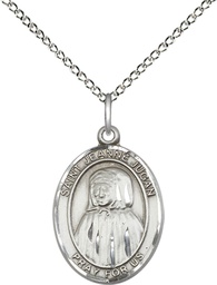 [8409SS/18SS] Sterling Silver Saint Jeanne Jugan Pendant on a 18 inch Sterling Silver Light Curb chain