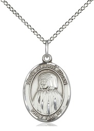 [8409SS/18SS] Sterling Silver Saint Jeanne Jugan Pendant on a 18 inch Sterling Silver Light Curb chain