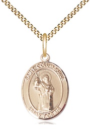 [8399GF/18G] 14kt Gold Filled Saint Columbkille Pendant on a 18 inch Gold Plate Light Curb chain