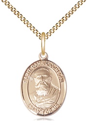 [8400GF/18G] 14kt Gold Filled Saint Daniel Comboni Pendant on a 18 inch Gold Plate Light Curb chain