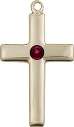 [2195GF-STN1] 14kt Gold Filled Cross Medal with a 3mm Garnet Swarovski stone