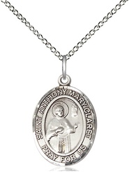 [8416SS/18SS] Sterling Silver Saint Anthony Mary Claret Pendant on a 18 inch Sterling Silver Light Curb chain