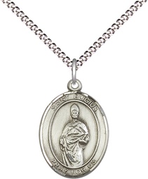 [8402SS/18S] Sterling Silver Saint Eligius Pendant on a 18 inch Light Rhodium Light Curb chain