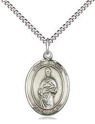 [8402SS/18S] Sterling Silver Saint Eligius Pendant on a 18 inch Light Rhodium Light Curb chain