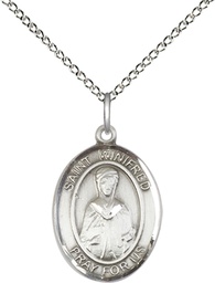 [8419SS/18SS] Sterling Silver Saint Winifred of Wales Pendant on a 18 inch Sterling Silver Light Curb chain