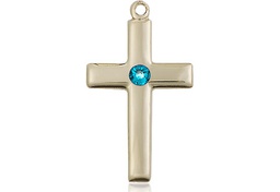 [2195GF-STN12] 14kt Gold Filled Cross Medal with a 3mm Zircon Swarovski stone