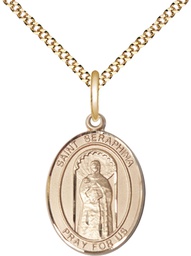 [8405GF/18G] 14kt Gold Filled Saint Seraphina Pendant on a 18 inch Gold Plate Light Curb chain