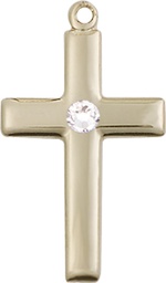 [2195GF-STN4] 14kt Gold Filled Cross Medal with a 3mm Crystal Swarovski stone