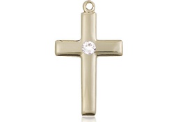 [2195GF-STN4] 14kt Gold Filled Cross Medal with a 3mm Crystal Swarovski stone