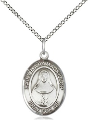 [8425SS/18SS] Sterling Silver Saint Mary Mackillop Pendant on a 18 inch Sterling Silver Light Curb chain