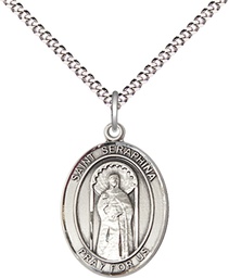 [8405SS/18S] Sterling Silver Saint Seraphina Pendant on a 18 inch Light Rhodium Light Curb chain