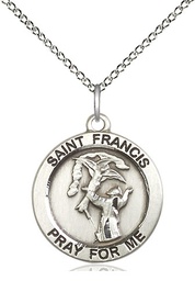 [4061SS/18SS] Sterling Silver Saint Francis of Assisi Pendant on a 18 inch Sterling Silver Light Curb chain