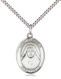 [8406SS/18S] Sterling Silver Saint Alphonsa Pendant on a 18 inch Light Rhodium Light Curb chain