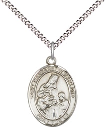 [8407SS/18S] Sterling Silver Saint Margaret of Scotland Pendant on a 18 inch Light Rhodium Light Curb chain