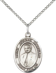 [8430SS/18SS] Sterling Silver Saint Joseph Marello Pendant on a 18 inch Sterling Silver Light Curb chain