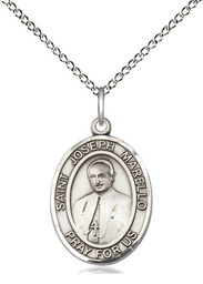 [8430SS/18SS] Sterling Silver Saint Joseph Marello Pendant on a 18 inch Sterling Silver Light Curb chain