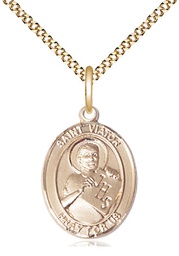 [8408GF/18G] 14kt Gold Filled Saint Viator of Bergamo Pendant on a 18 inch Gold Plate Light Curb chain