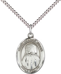 [8409SS/18S] Sterling Silver Saint Jeanne Jugan Pendant on a 18 inch Light Rhodium Light Curb chain