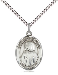 [8409SS/18S] Sterling Silver Saint Jeanne Jugan Pendant on a 18 inch Light Rhodium Light Curb chain