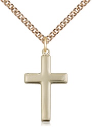 [2195GF/24GF] 14kt Gold Filled Cross Pendant on a 24 inch Gold Filled Heavy Curb chain