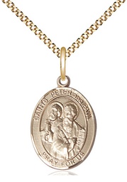 [8410GF/18G] 14kt Gold Filled Saints Peter &amp; Paul Pendant on a 18 inch Gold Plate Light Curb chain