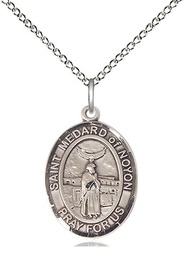 [8444SS/18SS] Sterling Silver Saint Medard of Noyon Pendant on a 18 inch Sterling Silver Light Curb chain