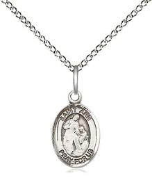 [9002SS/18SS] Sterling Silver Saint Ann Pendant on a 18 inch Sterling Silver Light Curb chain