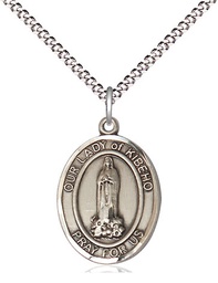 [8414SS/18S] Sterling Silver Our Lady of Kibeho Pendant on a 18 inch Light Rhodium Light Curb chain